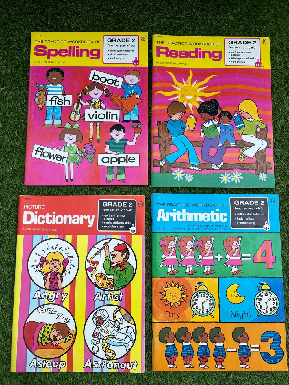 VINTAGE Lot of 4 Grade 2 educational practice workbooks 1970s School LIKE NEW!!